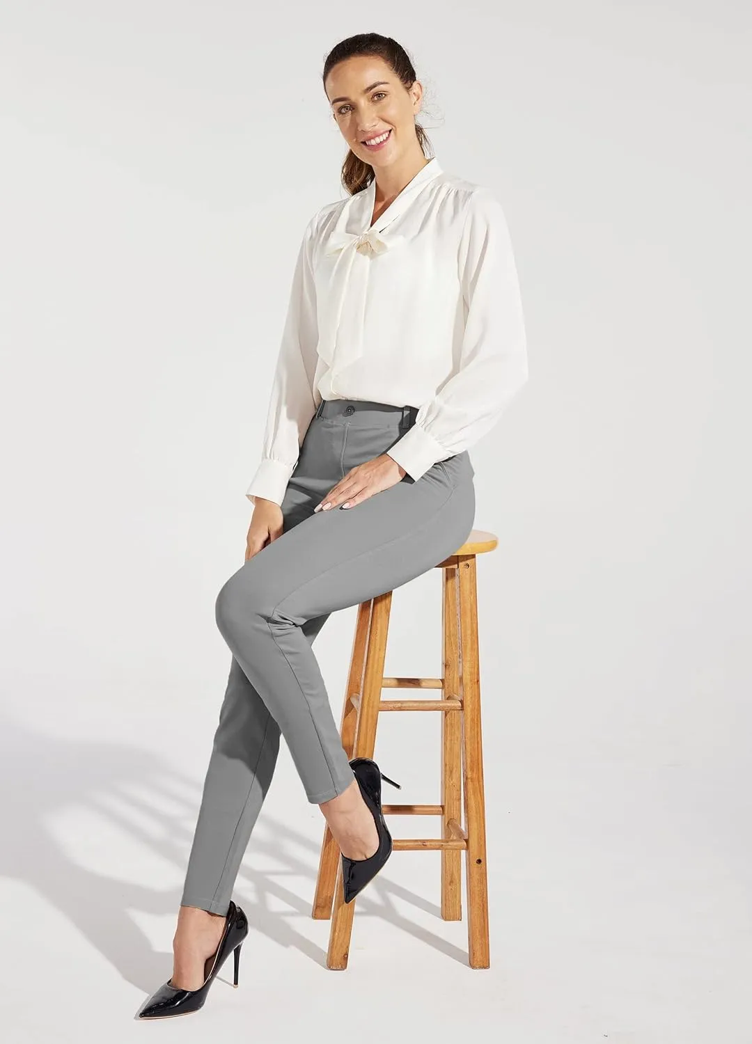 Willit Women's Yoga Dress Pants Skinny Work Slacks Leggings Slim Fit Stretch Office Casual Pants Pockets 27"/28"/29"/30"