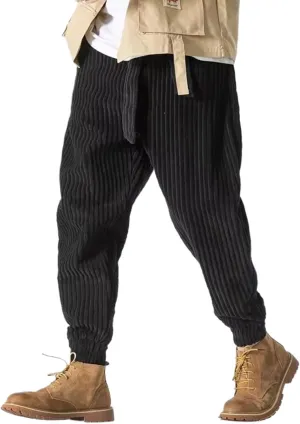 Winter Japanese Men Corduroy Harem Pants Oversized