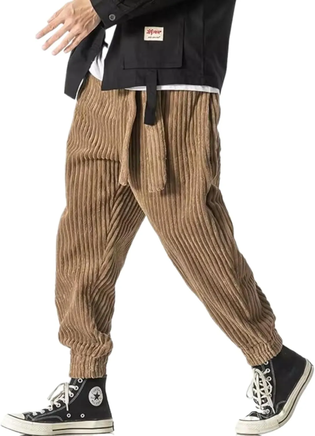 Winter Japanese Men Corduroy Harem Pants Oversized