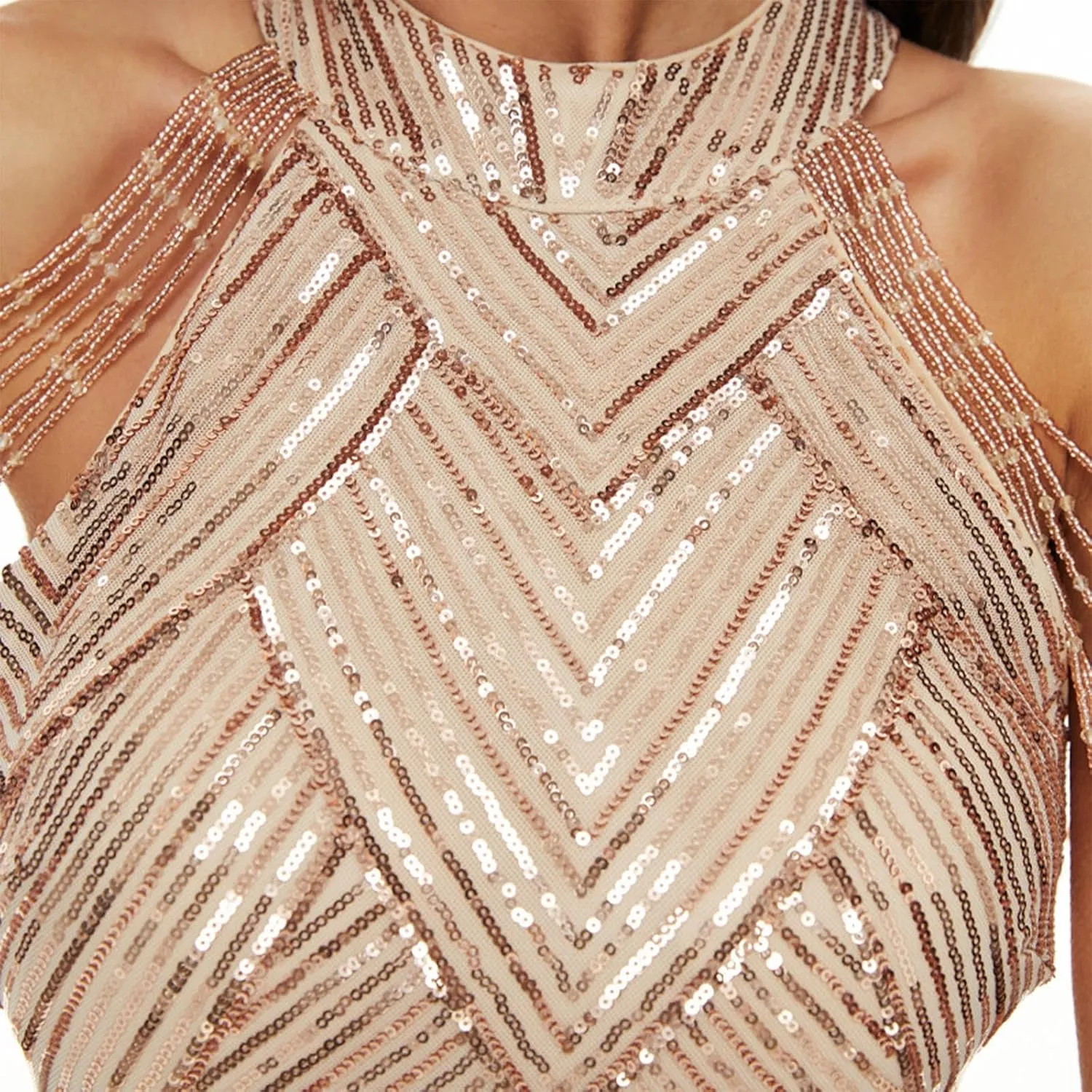 Women 1920s Plus Size Formal Dress Tassels Sleeve Sequins Gatsby Maxi Evening Gown Sleeveless Bodycon Mermaid Dress