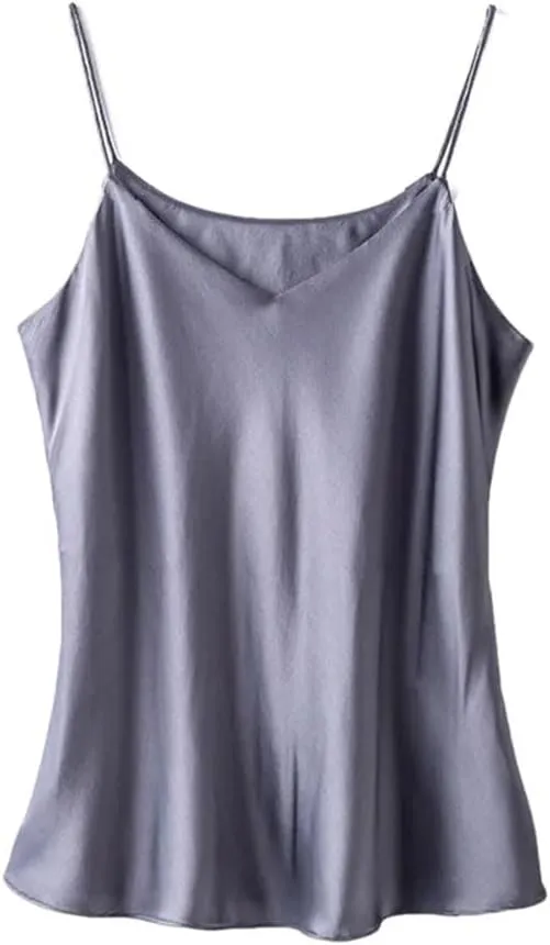 Women Double-Layer Silk Camisoles Mulberry-Silk V-Neck Tanks Summer Vest