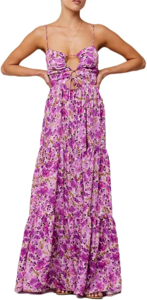 Women Floral Maxi Dresses 2025 Sleeveless Spaghetti Strap Cut Out Casual Beach Midi Long Dress