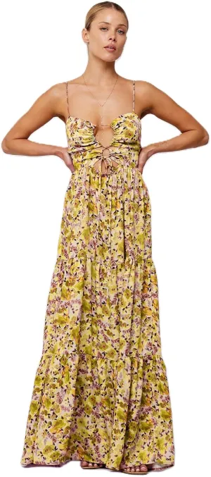 Women Floral Maxi Dresses 2025 Sleeveless Spaghetti Strap Cut Out Casual Beach Midi Long Dress
