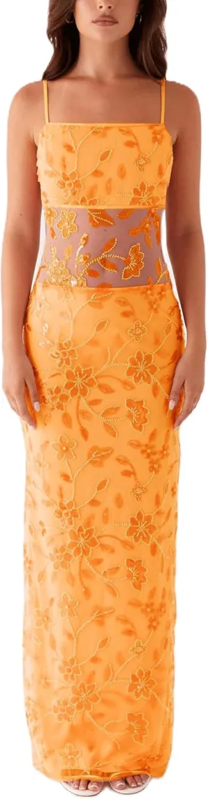 Women Sequin Sparkly Maxi Dress Y2k Square Neck Floral Cami Long Dress Side Split Glitter Bodycon Clubwear