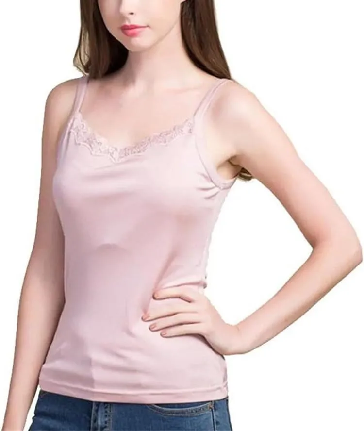 Women Silk Camis Silk Knitted Lace Camisoles Vest