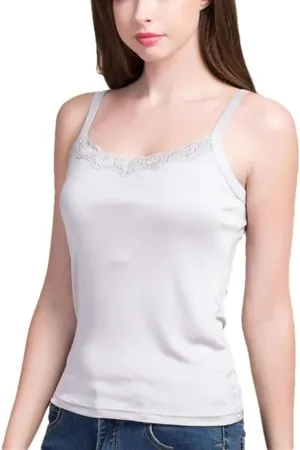 Women Silk Camis Silk Knitted Lace Camisoles Vest