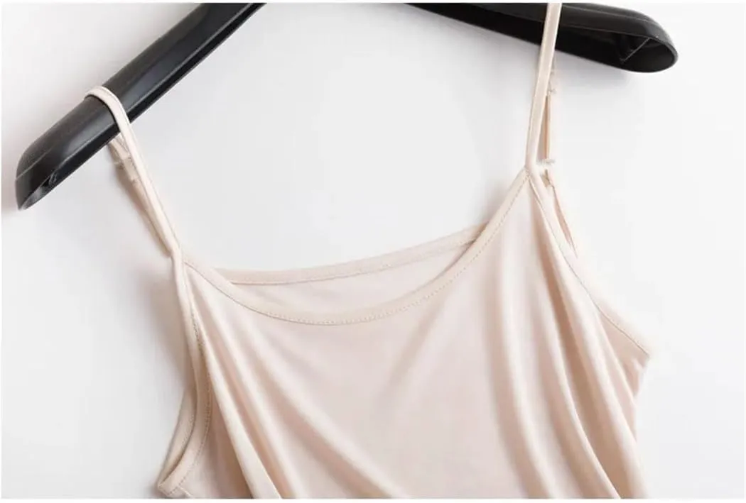 Women Silk Camisoles Solid Color Spaghetti Strap Tank Tops Spring Summer Classic Basic Sleeveless Cami