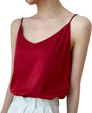 Women Sleeveless V-Neck Solid Camisole T-Shirts Tops