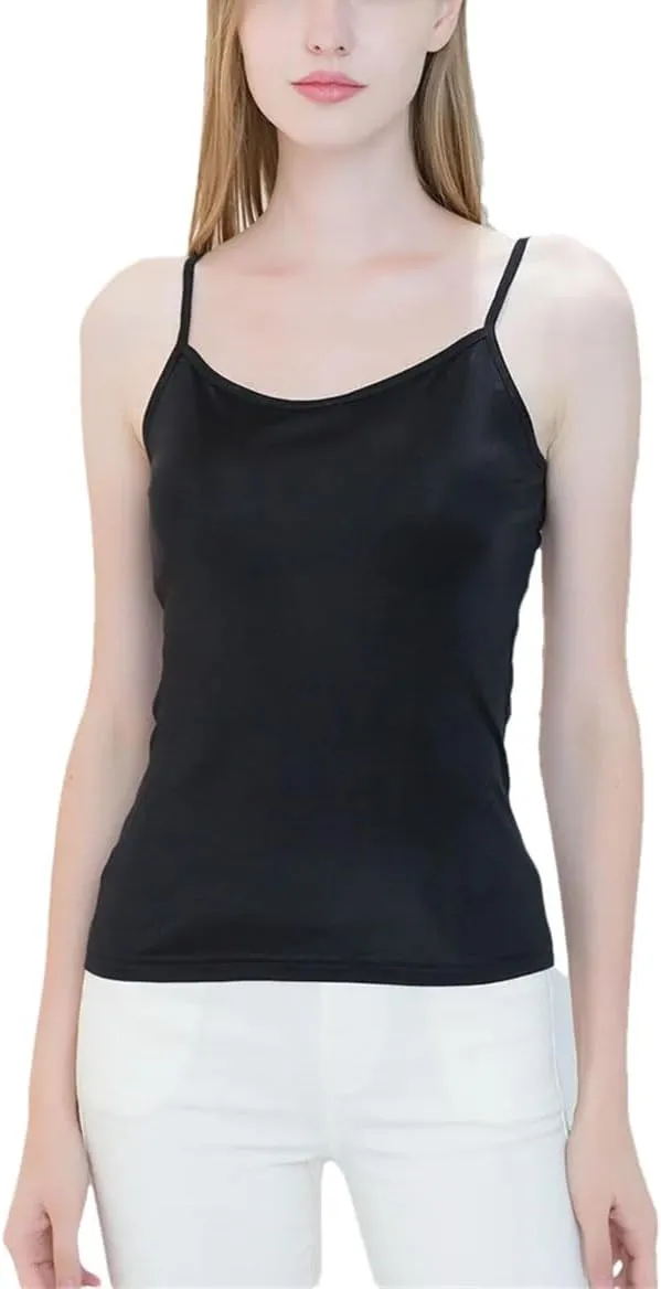 Women Solid Color Shpaghetti Strap Camisoles Adjustable Tank Tops Spring Summer Basic Sleeveless Cami