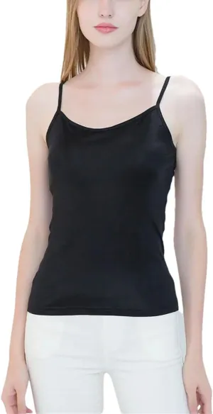 Women Solid Color Shpaghetti Strap Camisoles Adjustable Tank Tops Spring Summer Basic Sleeveless Cami
