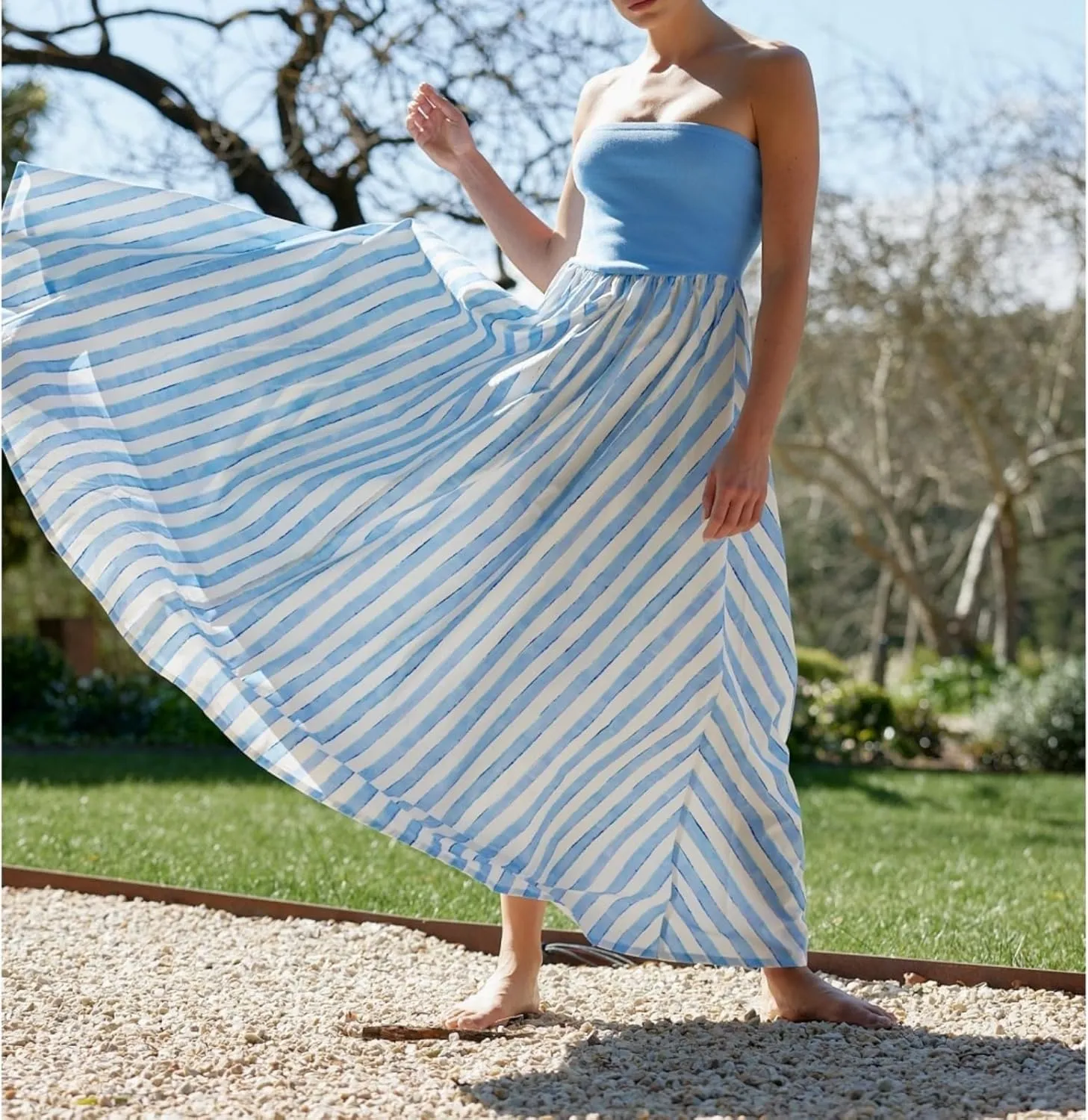 Women Tube Top Maxi Dress 2025 Elegant Sleeveless Strapless Ruched Flowy Summer Long Wedding Party Cocktail Dresses