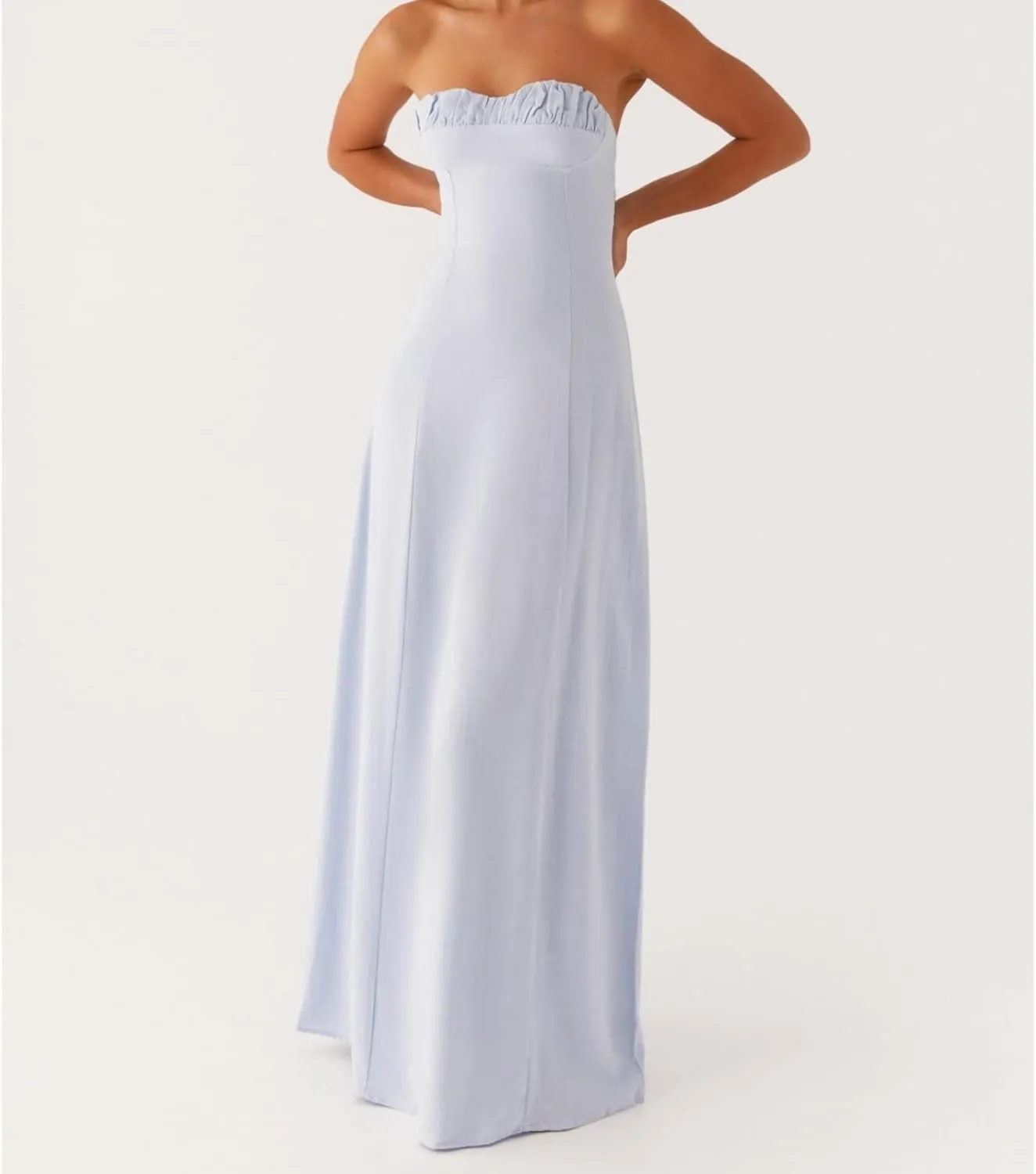 Women Tube Top Maxi Dress 2025 Elegant Sleeveless Strapless Ruched Flowy Summer Long Wedding Party Cocktail Dresses