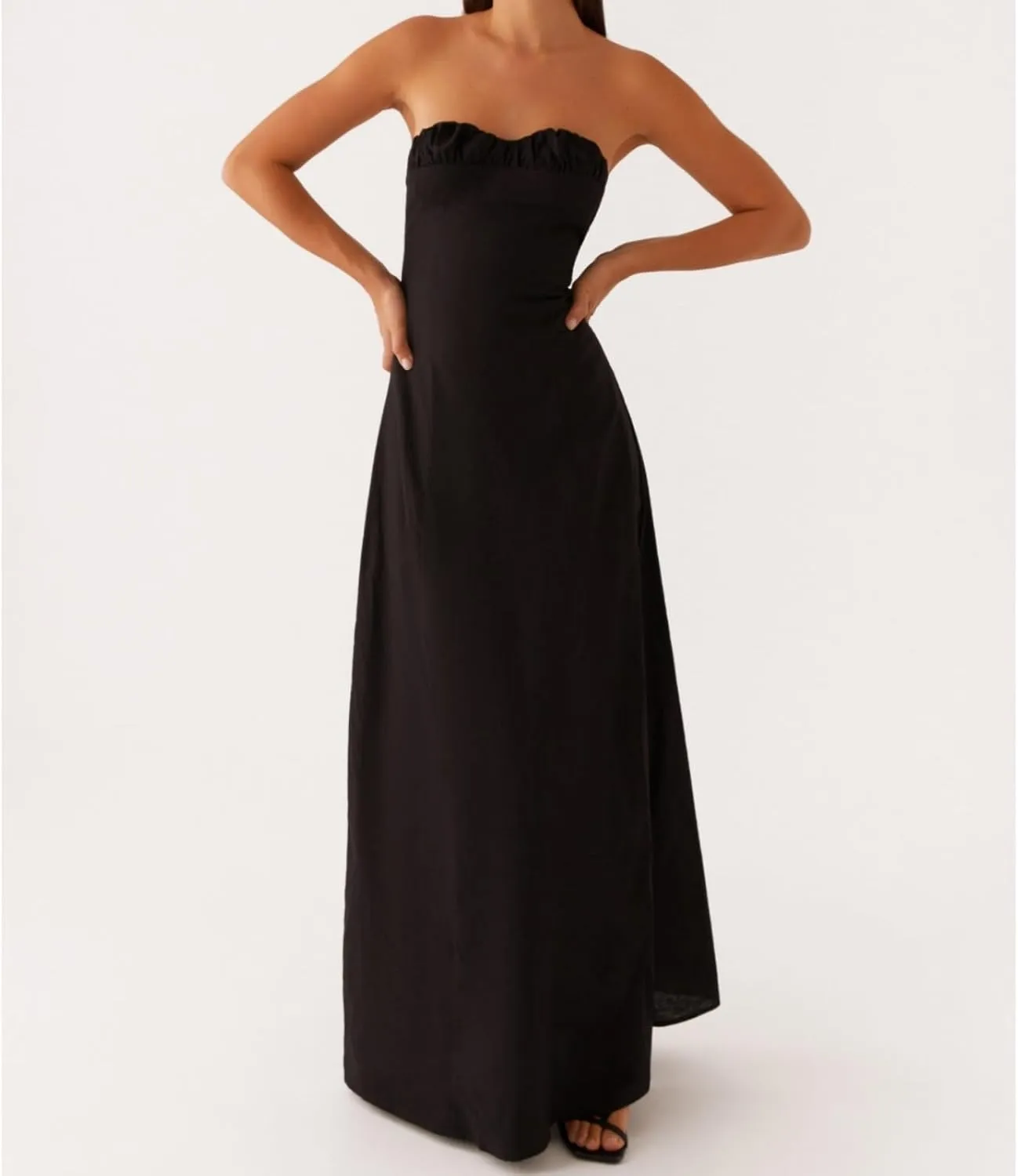 Women Tube Top Maxi Dress 2025 Elegant Sleeveless Strapless Ruched Flowy Summer Long Wedding Party Cocktail Dresses