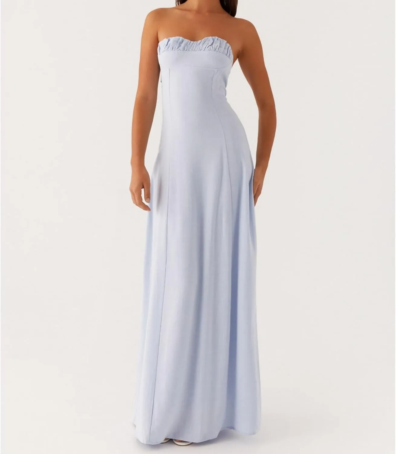 Women Tube Top Maxi Dress 2025 Elegant Sleeveless Strapless Ruched Flowy Summer Long Wedding Party Cocktail Dresses