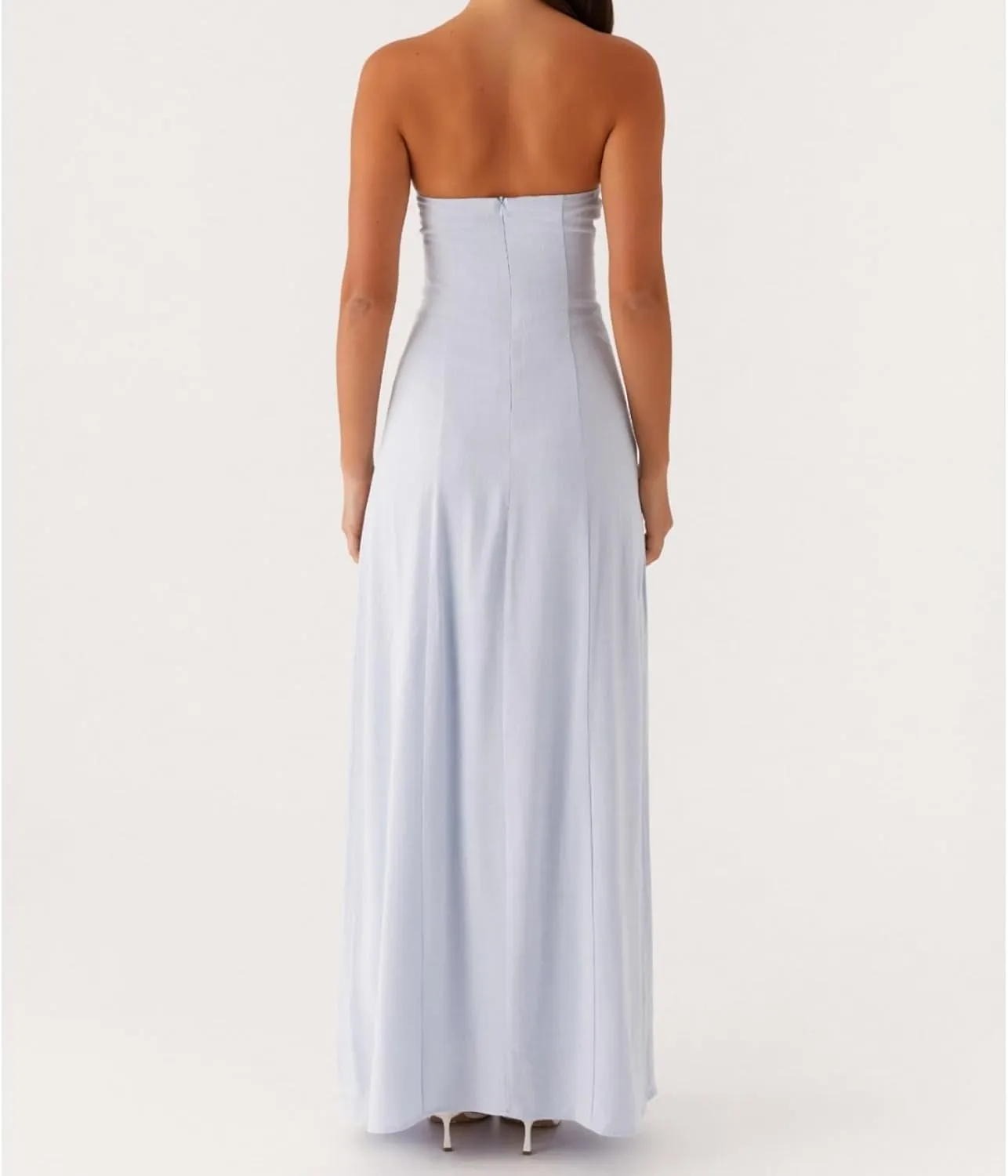 Women Tube Top Maxi Dress 2025 Elegant Sleeveless Strapless Ruched Flowy Summer Long Wedding Party Cocktail Dresses