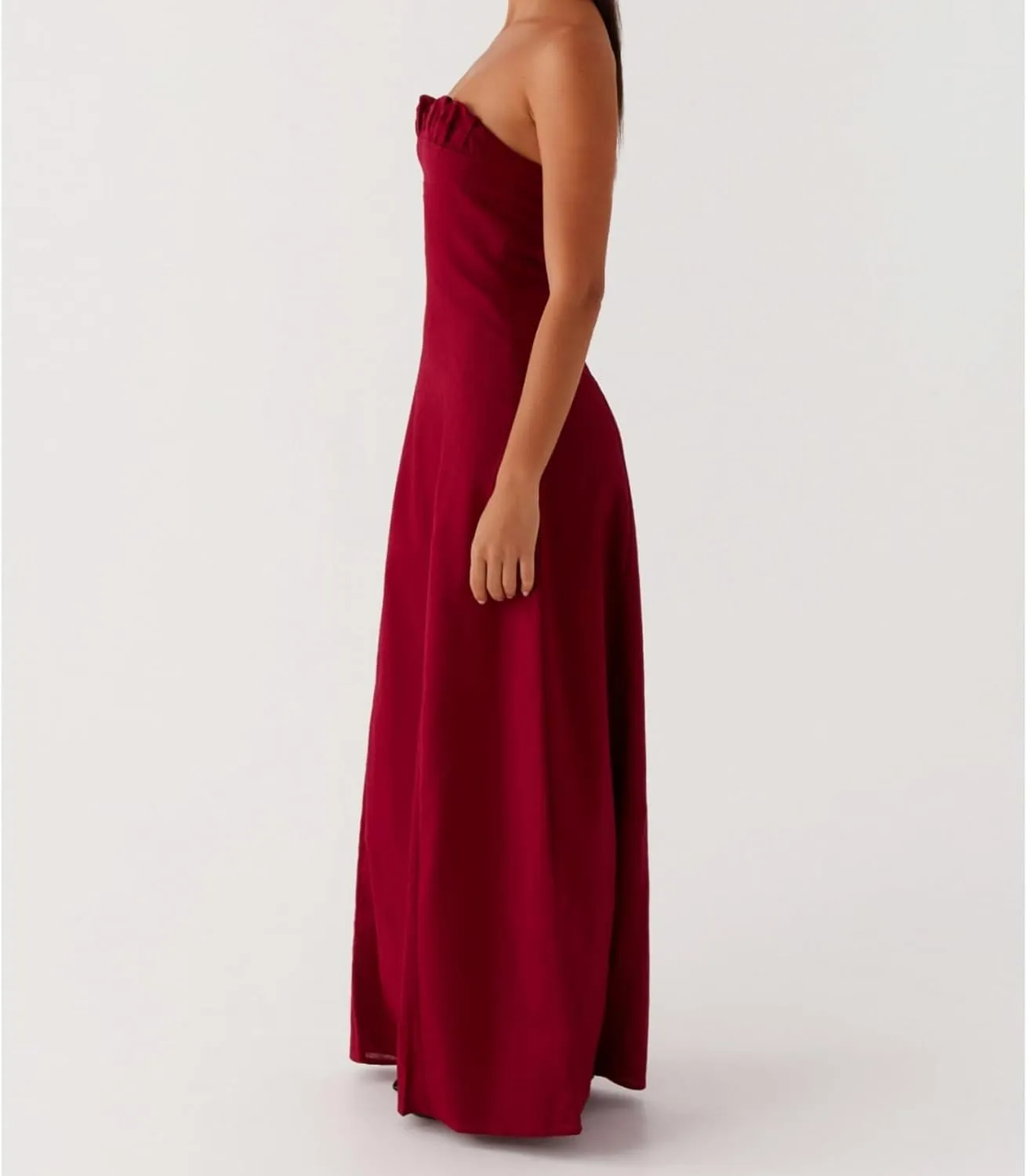 Women Tube Top Maxi Dress 2025 Elegant Sleeveless Strapless Ruched Flowy Summer Long Wedding Party Cocktail Dresses
