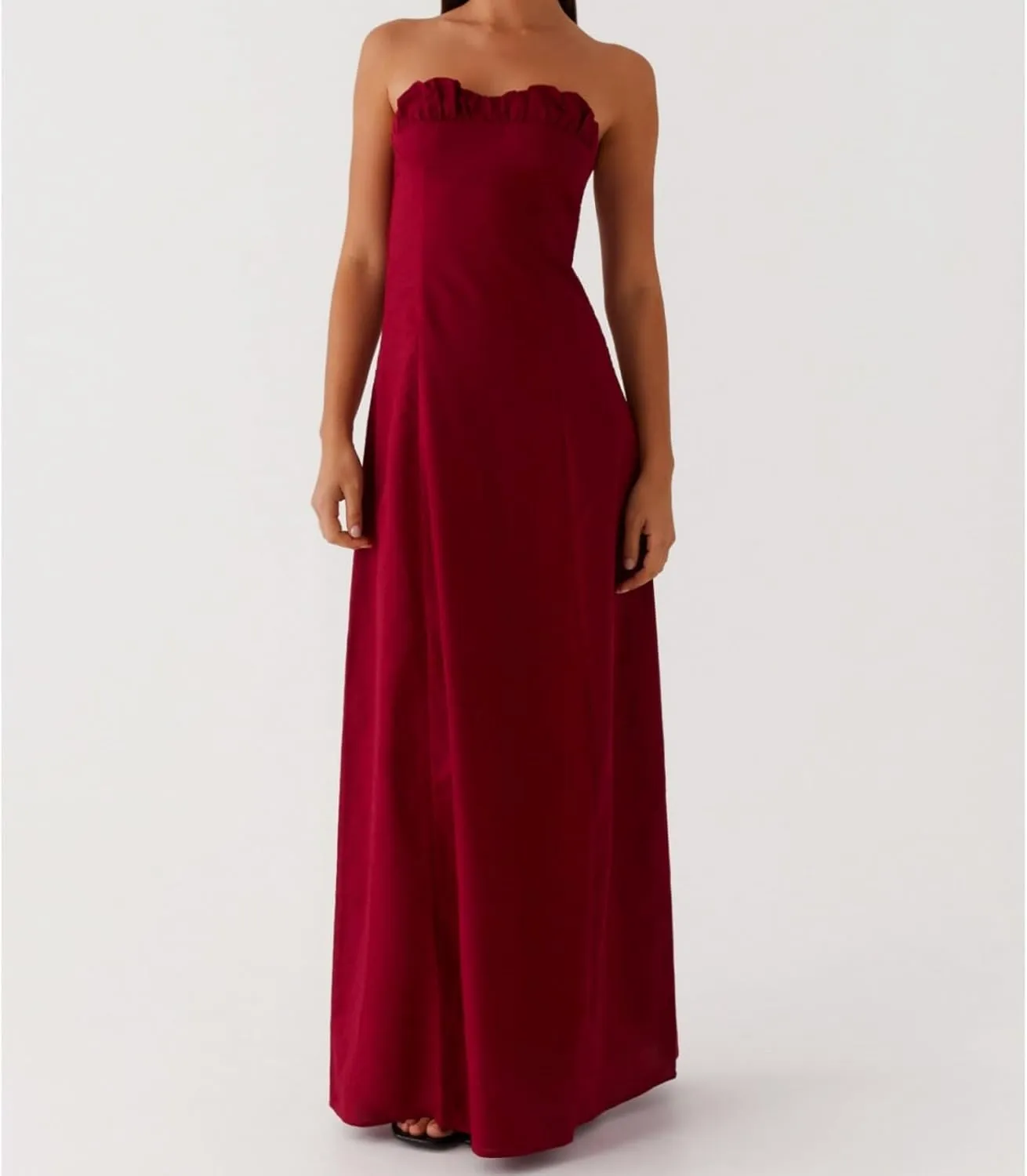 Women Tube Top Maxi Dress 2025 Elegant Sleeveless Strapless Ruched Flowy Summer Long Wedding Party Cocktail Dresses