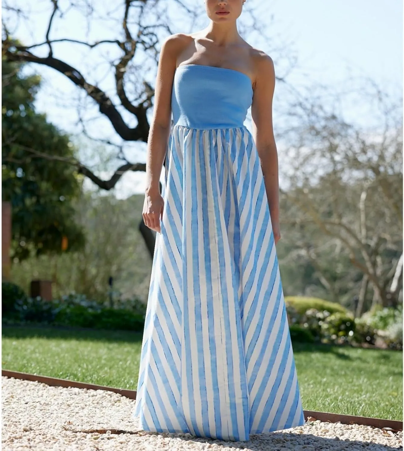 Women Tube Top Maxi Dress 2025 Elegant Sleeveless Strapless Ruched Flowy Summer Long Wedding Party Cocktail Dresses