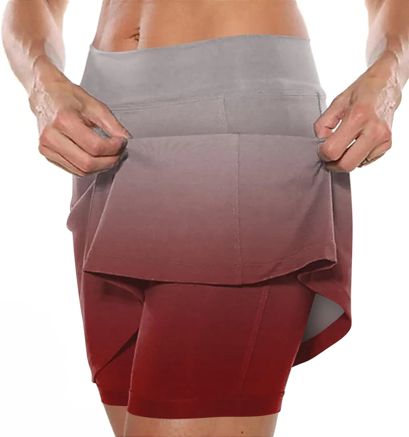 Women's 2 in 1 Running Shorts High Waisted Golf Skirts A Line Tennis Athletic Casual Skort with Inner Shorts Pockets
