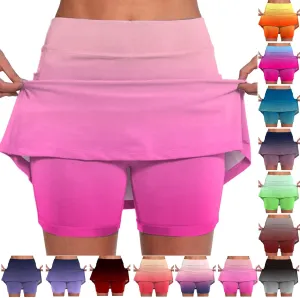 Women's 2 in 1 Running Shorts High Waisted Golf Skirts A Line Tennis Athletic Casual Skort with Inner Shorts Pockets