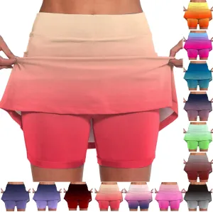 Women's 2 in 1 Running Shorts High Waisted Golf Skirts A Line Tennis Athletic Casual Skort with Inner Shorts Pockets