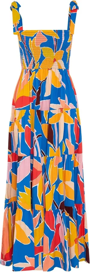 Womens 2025 Summer Maxi Dress Casual Sleeveless Spaghetti Strap Smocked Ruffle Beach Long Dress