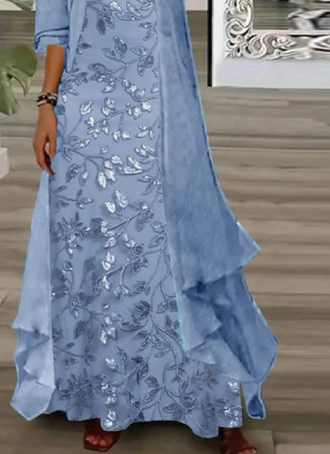 Women's Casual 2 Piece Set 2025 Flowy Summer Outfits Floral Print Maxi Dress with Jacket Loose Irregular Hem Dresses