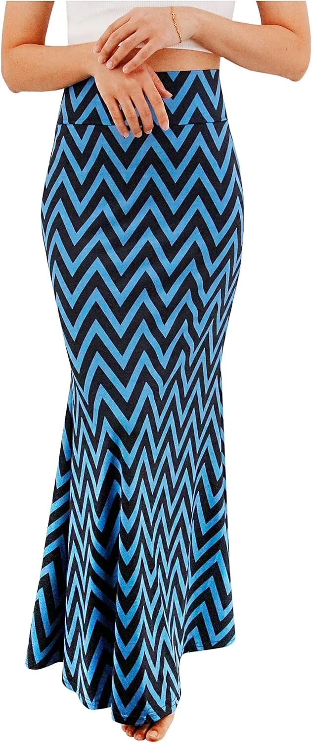 Womens Elegant Ditsy Floral Bodycon Skirts A Line Elastic High Waist Boho Maxi Long Skirt Work Party Novelty Skirt