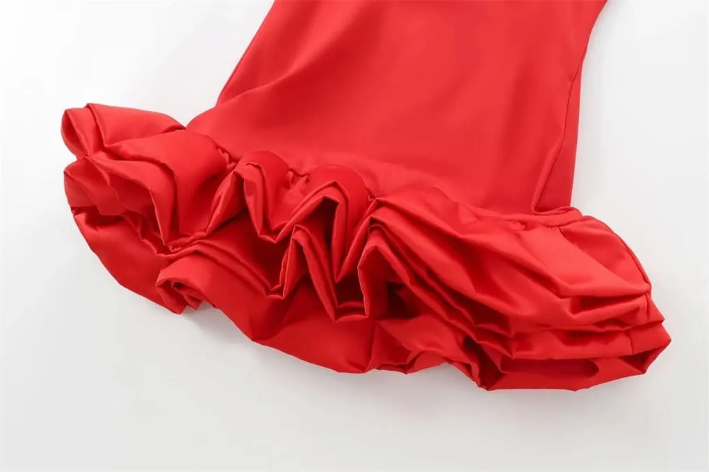 Women's Elegant Party Dresses Round Neck Sleeveless Camisole Dress Layered Decoration Short Backless Dress