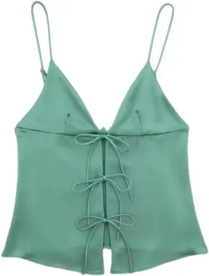 Women's Elegant V Neck Sleeveless Backless Y2k Bow Solid Color Camisole