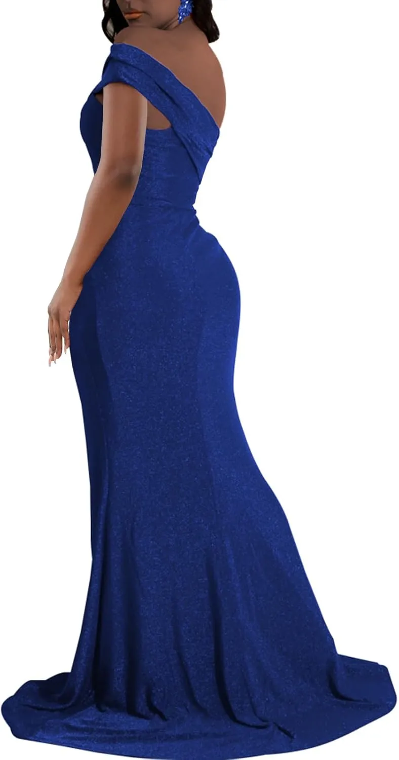 Women's Evening Gowns Formal Elegant Short Sleeve Off Shoulder Party Dress Sexy Split Wedding Guest Maxi Dresses