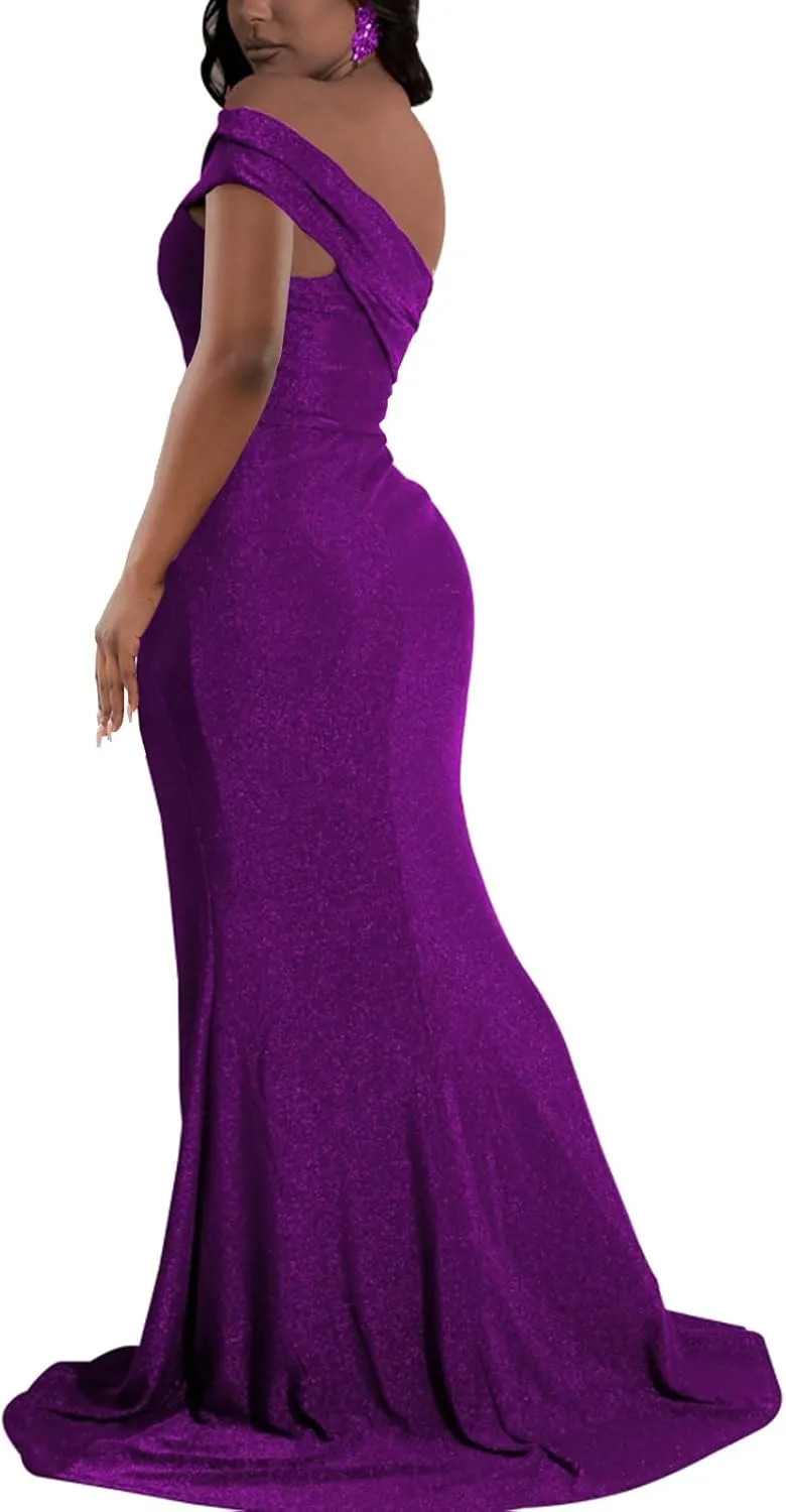 Women's Evening Gowns Formal Elegant Short Sleeve Off Shoulder Party Dress Sexy Split Wedding Guest Maxi Dresses