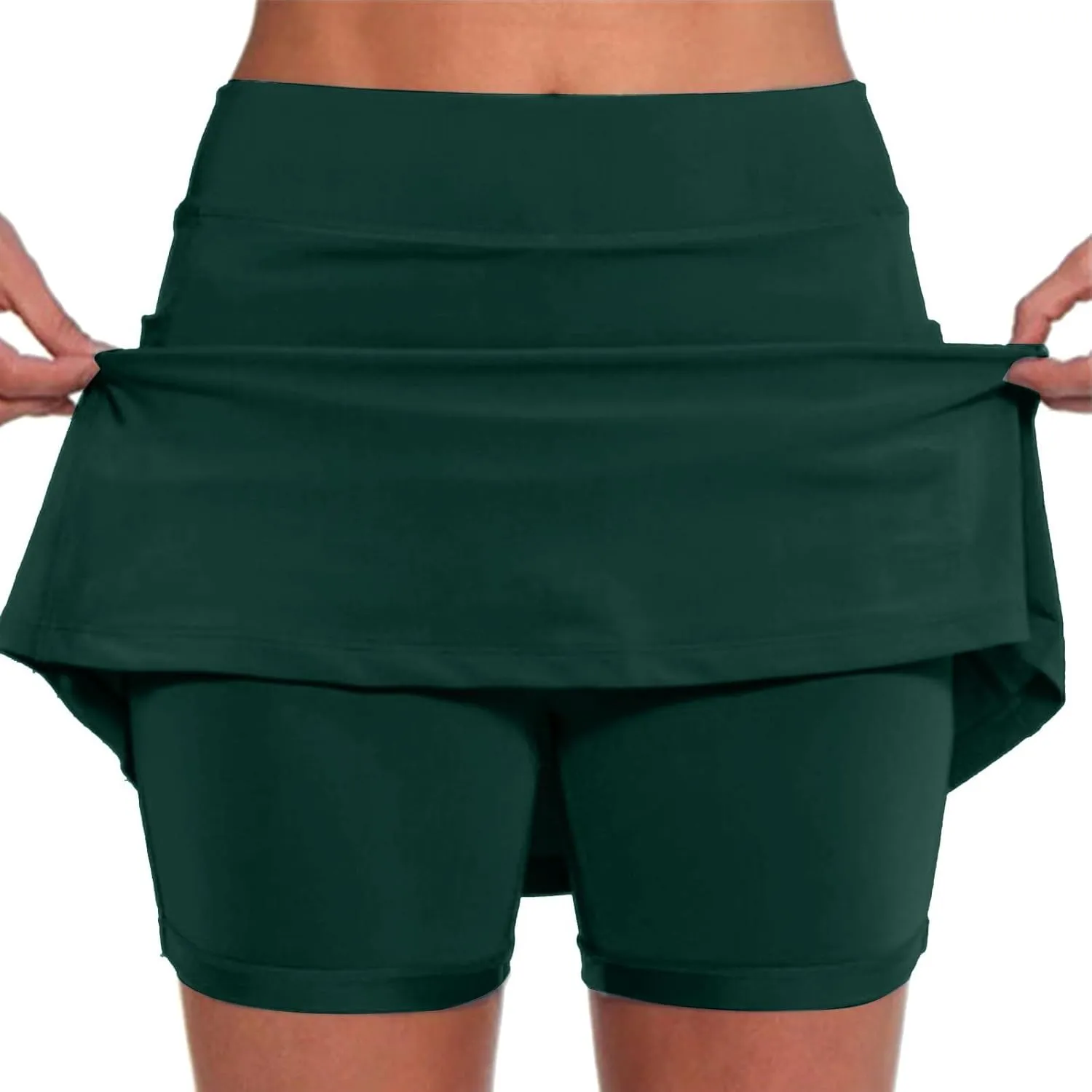 Womens Golf Pleated Tennis Skirts Solid Color Style Soft Culottes Skinny Mid Waisted Athletic Sport Short Skirts