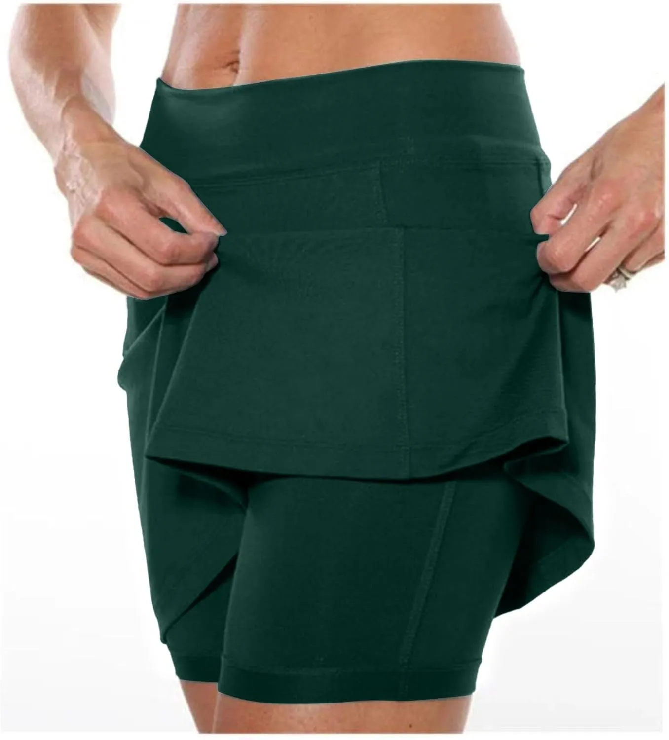 Womens Golf Pleated Tennis Skirts Solid Color Style Soft Culottes Skinny Mid Waisted Athletic Sport Short Skirts