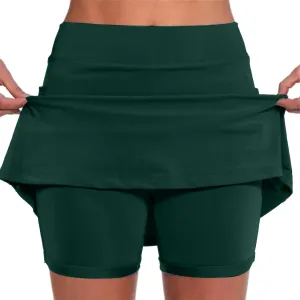 Womens Golf Pleated Tennis Skirts Solid Color Style Soft Culottes Skinny Mid Waisted Athletic Sport Short Skirts