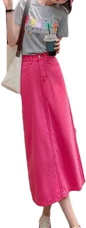 Women's Irregular Split Denim Skirt Summer Women's High-Waisted Slim Long A-Line Bag Hip Denim Skirt