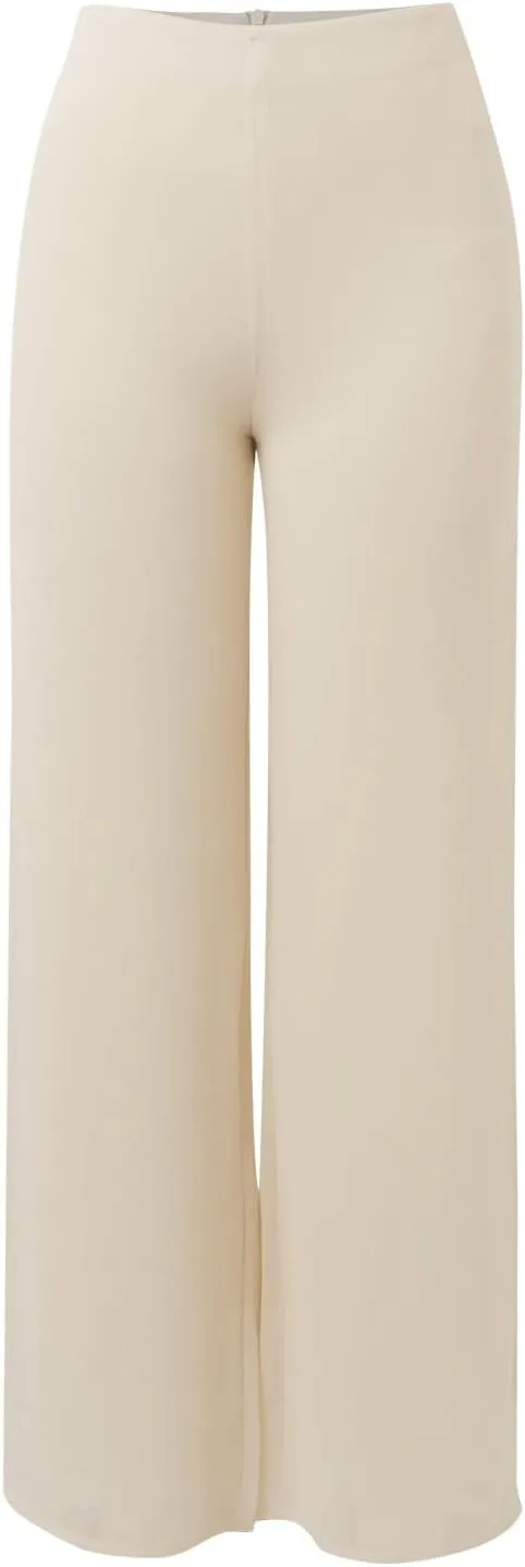 Women's Lightweight Chiffon Straight Suit Pants High Elastic Waist Flowing Trousers Flared Wide Leg Wedding Culottes