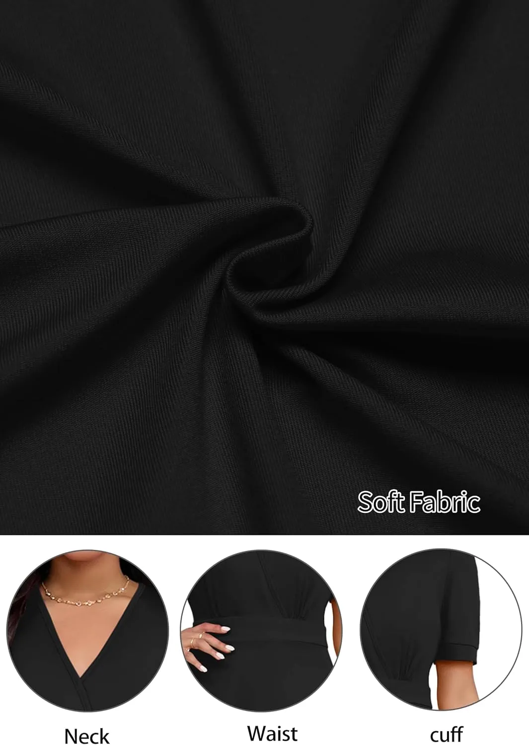 Womens Midi Dresses V Neck Cocktail Church Tea Dresses Short Sleeve A-Line Swing Dresses