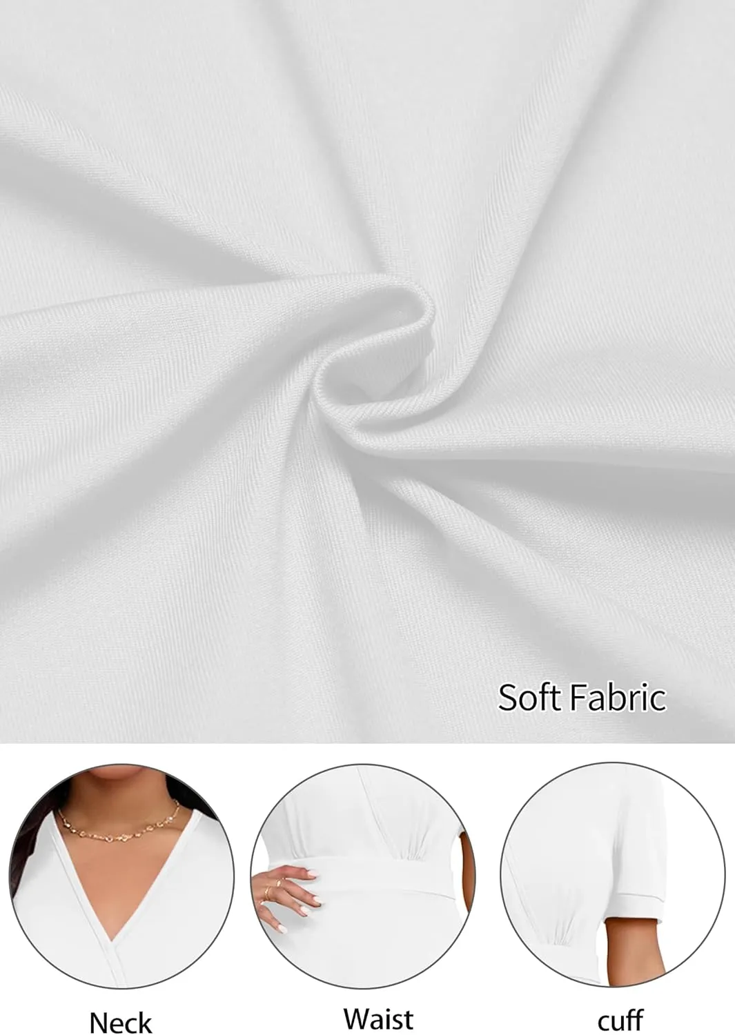 Womens Midi Dresses V Neck Cocktail Church Tea Dresses Short Sleeve A-Line Swing Dresses