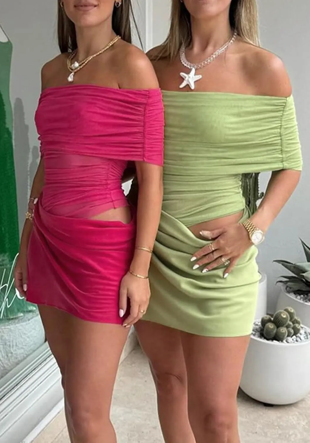 Women's Off The Shoulder Sheer Mesh Mini Dress Ruched Dresses Sexy See Through Y2k Party Club Beach Short Dress