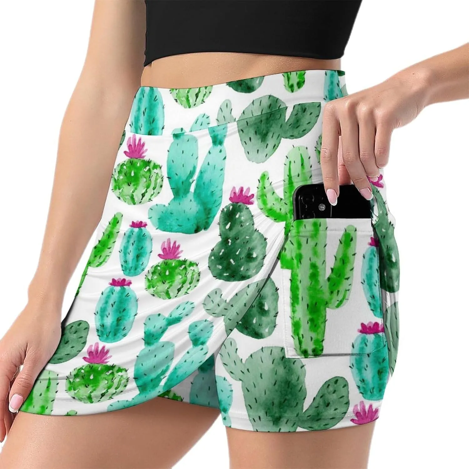 Women's Skorts Skirts A-line Short Trouser Skirt Casual Light Proof Trouser Skirt with Pocket Skirt S-4XL