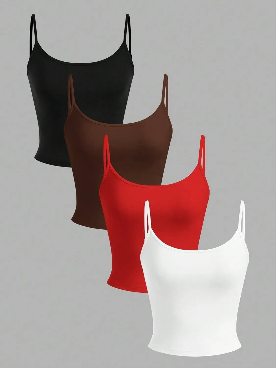 Women's Sleeveless 4pcs Women Tight-Fit Short Casual Camisoles for Summer Cami Tops