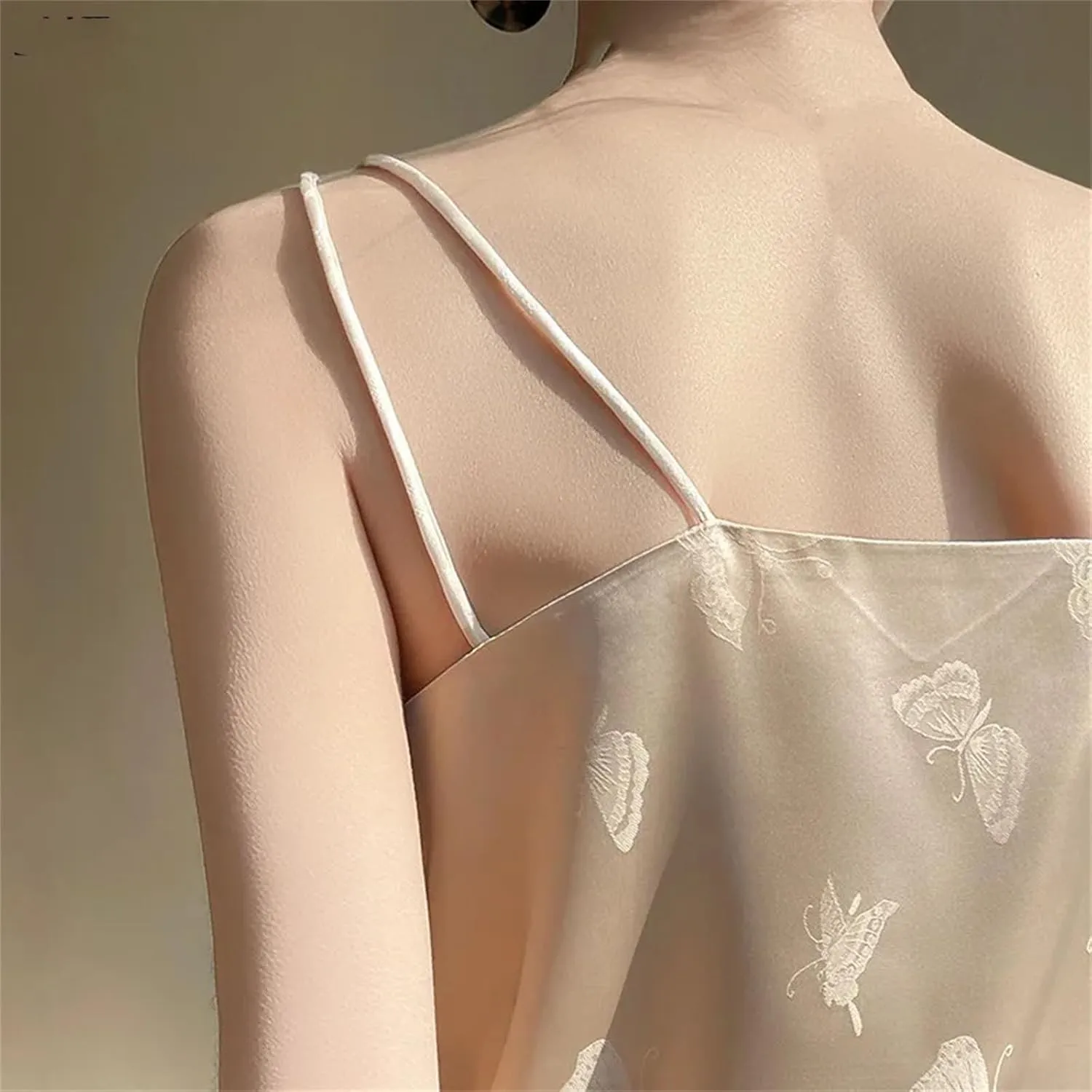 Women's Summer V-Neck Camisole Sleeveless Thin Vest Satin Tops Inside Bottoming Shirt