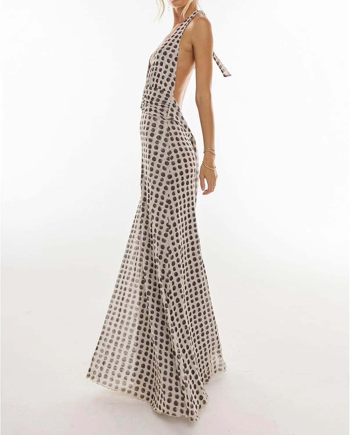 Y2k Womens Boho Floral Print Spaghetti Strap Maxi Bodycon Dress Summer Backless Dresses Beach Vacation Sundress