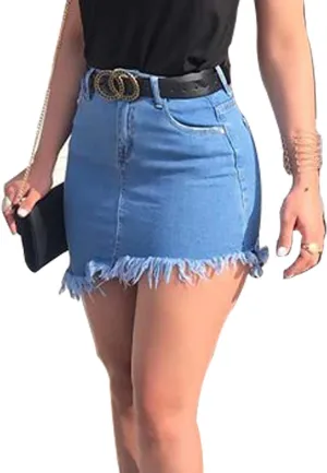 ZBYY Women's High Waisted Jean Skirt Stretch Button Down Front Denim Short Skirt Summer Mini Denim Skirt with Pocket